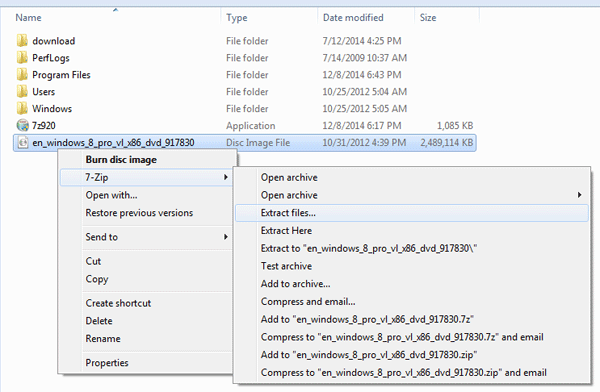 decompress-win8-iso-image