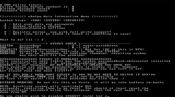 disable-syskey