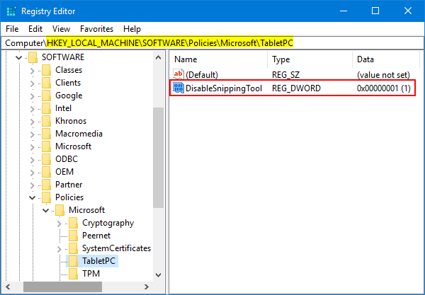 DisableSnippingTool