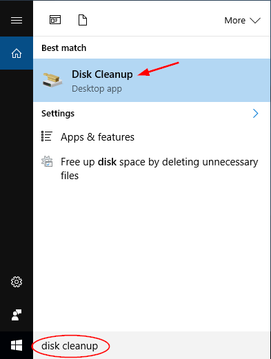 disk-cleanup-via-cortana-search