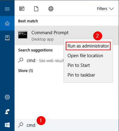 Open Command Prompt as administrator