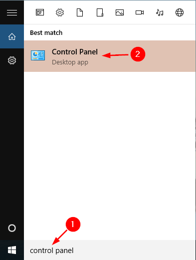 open-control-panel-via-cortana
