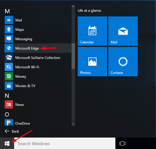open-edge-via-start-menu