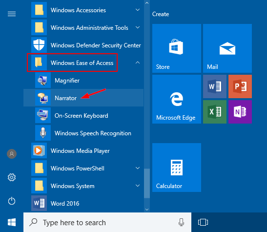 open-narrator-from-start-menu