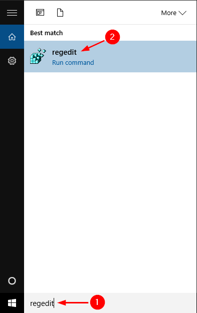 regedit-via-search