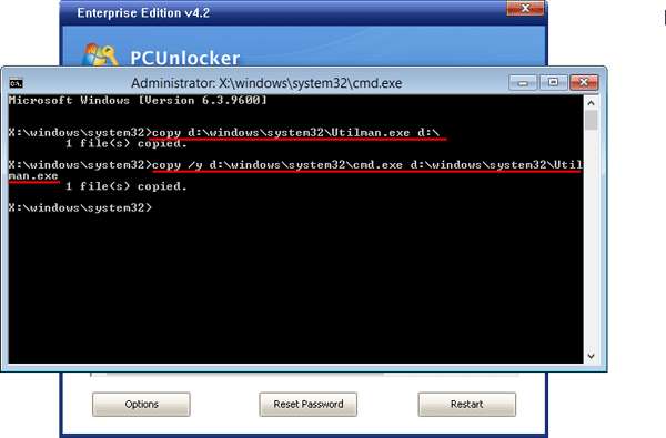 Replace Utilman.exe with Cmd.exe