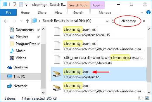 search-cleanmgr-app