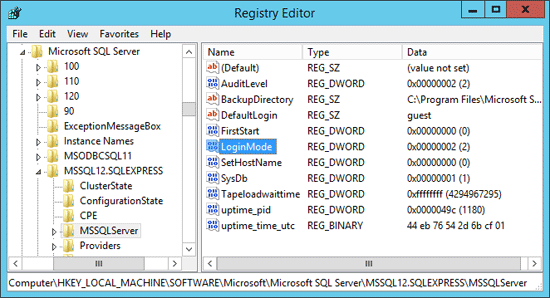 Enable mixed mode authentication in SQL Server