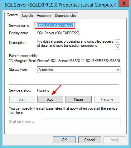 stop-sql-server-service