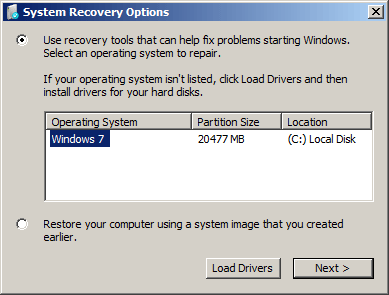 system recovery options
