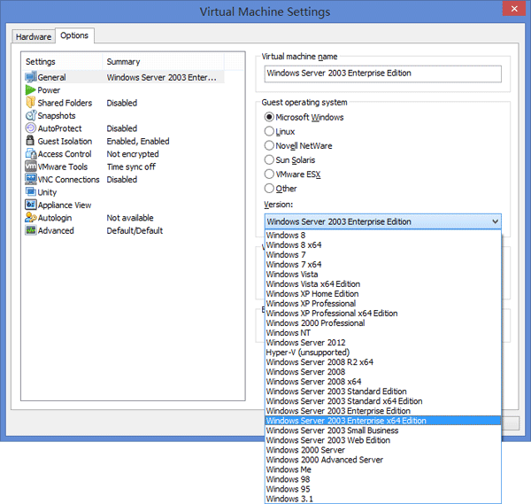 vmware-settings