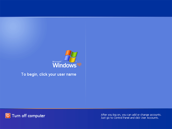 No user accounts at Windows Welcome screen