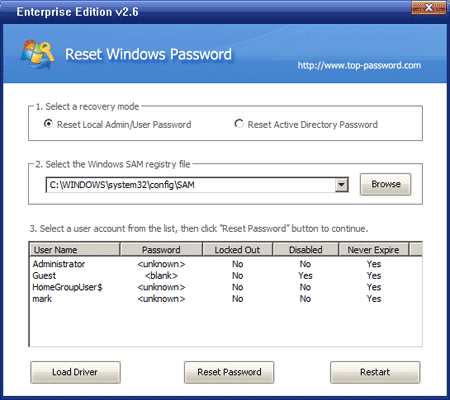reset windows password
